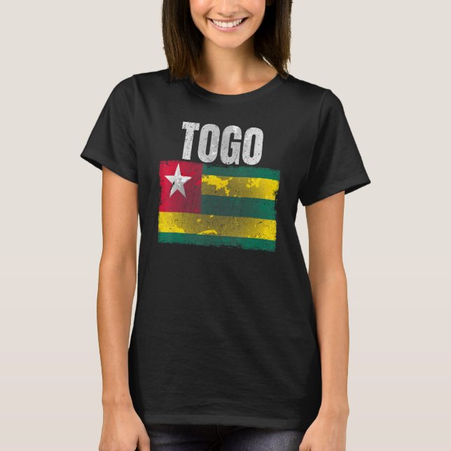 Camiseta Gráfico De Bandeira Do Togo Com Distância Para Hom (Frente)