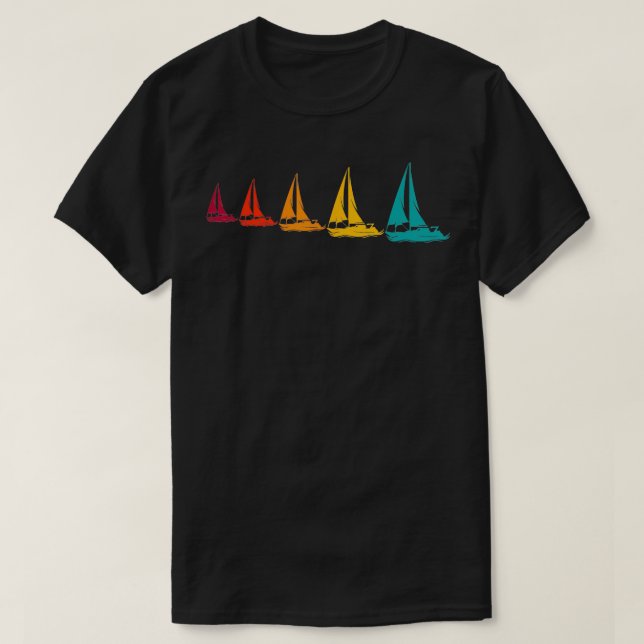Camiseta Gráfico De Barcos À vela Para Navegação Retroativa (Frente do Design)