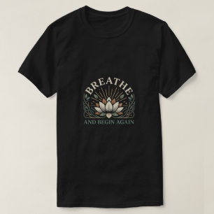 Camiseta Gráfico de Bem-Estar e Autocuidado 'Respire e Reco