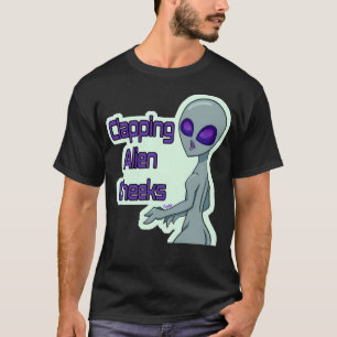 Camiseta Gráfico de Bochechas de Alien Aplaudindo