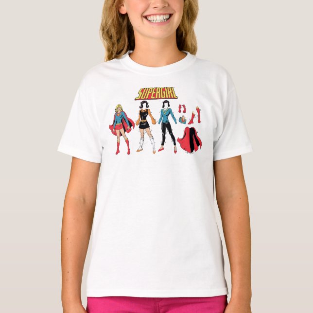 Camiseta Gráfico de Boneca de Papel Supergirl (Frente)