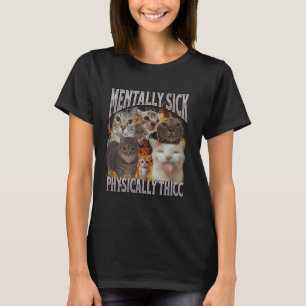 Camiseta Gráfico de Bootleg de Memória Gato Física e Engraç