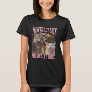 Camiseta Gráfico de Bootleg de Memória Gato Física e Engraç