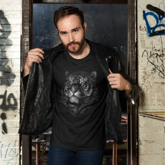 Camiseta Gráfico de Cabeça de Tigre Artístico