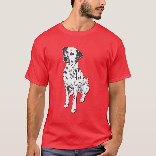 Camiseta Gráfico de Cachorro Dálmata Malhado Divertido (Frente)