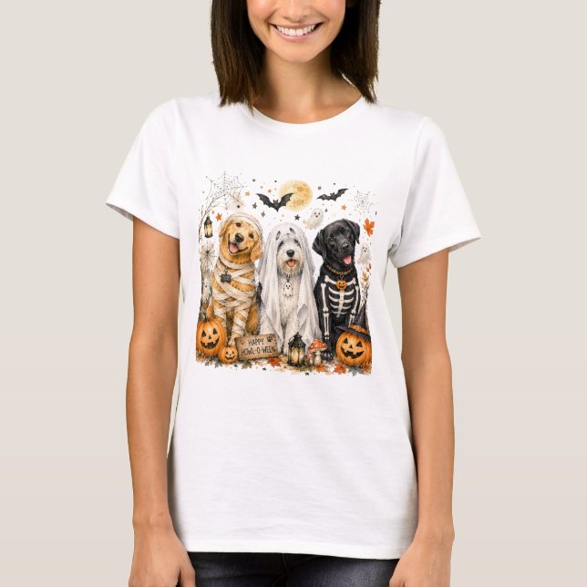 Camiseta Gráfico de cachorro fofo de Halloween (Frente)