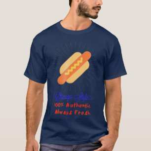 Camiseta Gráfico de Cachorros Quentes do Estilo Chicago