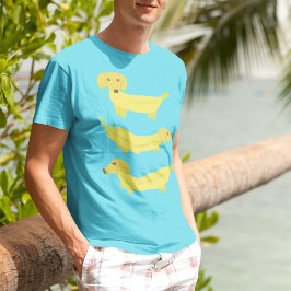 Camiseta Gráfico de Cães de Banana Amarelo-Bonitos