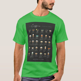 Camiseta Gráfico de Café para Decoração de Bar de Café em P