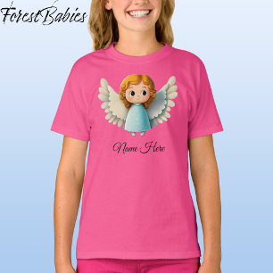Camiseta Gráfico de Cartoons Adoráveis de Anjo da Garota Bo