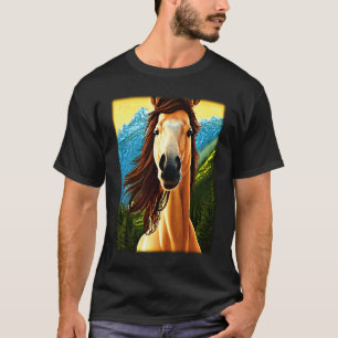 Camiseta gráfico de cavalo motivo de animal montando um com