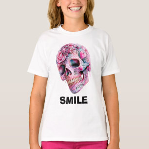 Camiseta Gráfico de Caveira Sorridente
