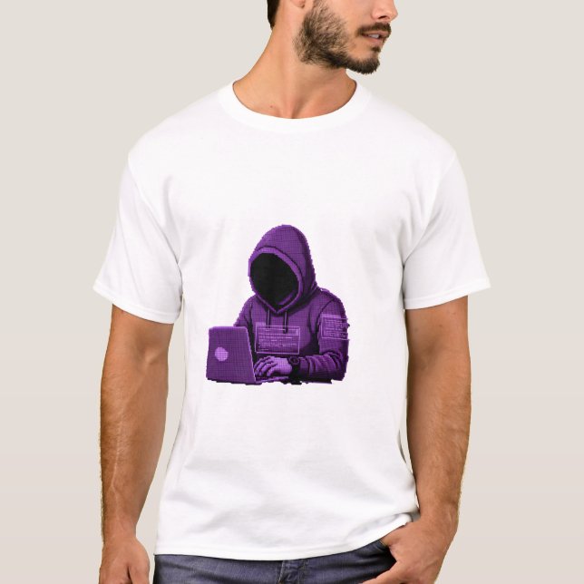 Camiseta Gráfico de Cibersegurança Hacker Codificando em Ho (Frente)