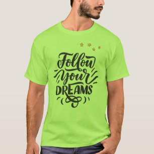 Camiseta Gráfico de Citação Inspiradora Com Estrelas Dourad