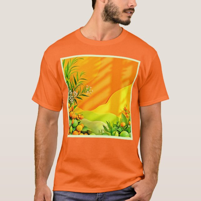 Camiseta Gráfico de Citros e Folhas (Frente)