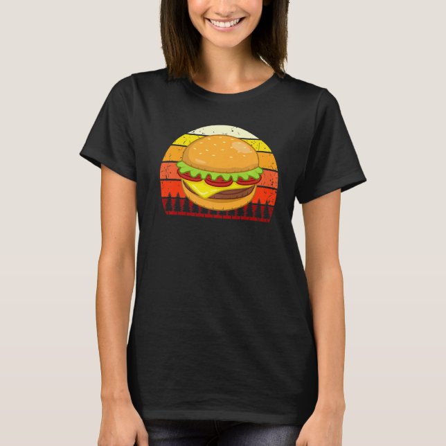 Camiseta Gráfico de Comidas de Hambúrger do Cheeseburger Re (Frente)