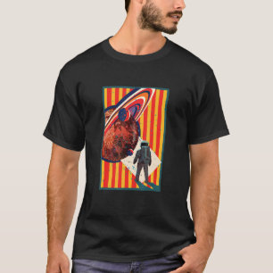 Camiseta Gráfico de Cor Brilhante do Astronauta e Plano Esp