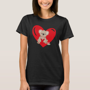 Camiseta Gráfico de Coração de Amor Koala do Dia dos Namora