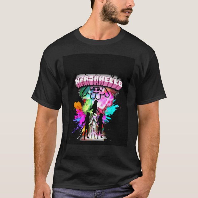 Camiseta Gráfico de Cores-Sombra de Marshmello (Frente)