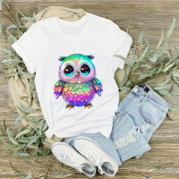 Gráfico de Coruja Multicolorido, Branco Espetado,