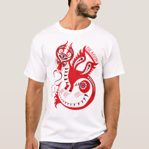 Camiseta Gráfico de desenho de dragão chinês