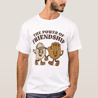 Camiseta Gráfico de desenhos animados de beisebol e luvas