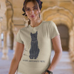 Camiseta Gráfico de Deusa de Gato Egípcia Bastet<br><div class="desc">Este gráfico mostra minha ilustração simples da antiga deusa gata egípcia Bastet em azul marinho. Você pode usar o seu próprio slogan ou outro texto para este gráfico.</div>