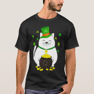 Camiseta Gráfico de Dia de São Patrício de Gato Leprechaun