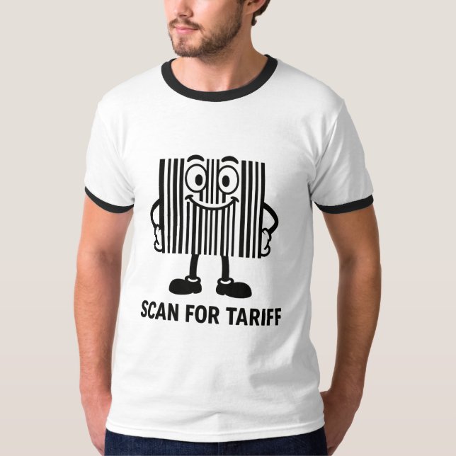 Camiseta Gráfico de Digitalização de Código de Barras Preto (Frente)