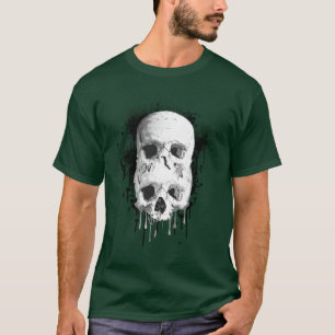 Camiseta Gráfico de Dissipador de Tinta Preta de Caveira