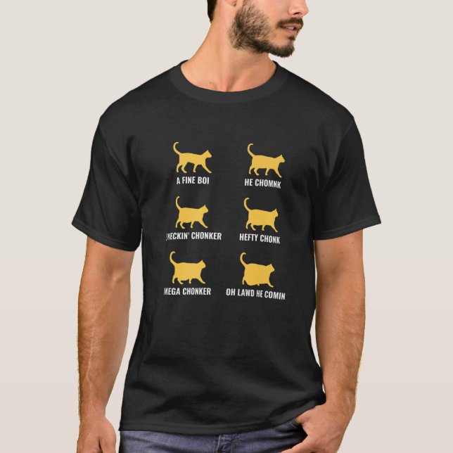 Camiseta Gráfico De Evolução De Gatos De Chonk De Cat Engra (Frente)