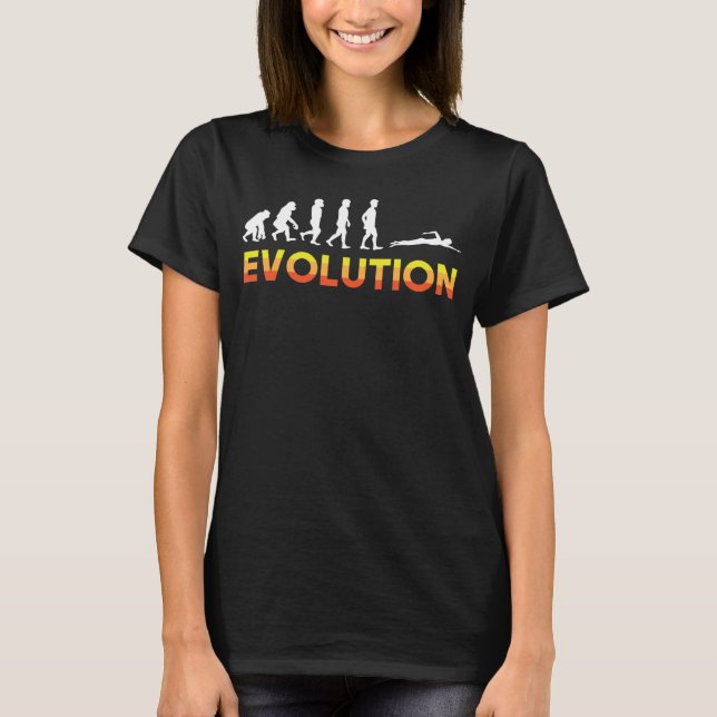 Camiseta Gráfico de Evolução de Nadação Natação Entusiasta  (Frente)