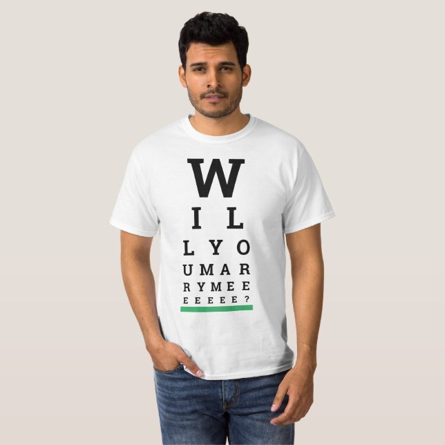 Camiseta Gráfico de Exame de Olhos de Proposta de Casamento (Frente Completa)