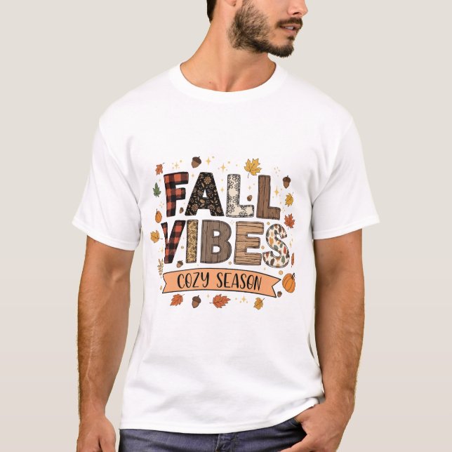 Camiseta Gráfico de Fall Vibes Cozy Season (Frente)