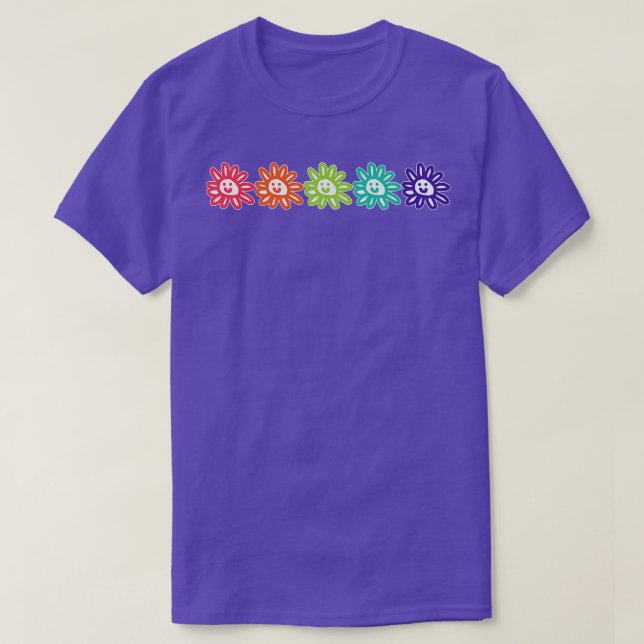 Camiseta Gráfico de Flores de Margarida de Cinco Smileys fa (Frente do Design)