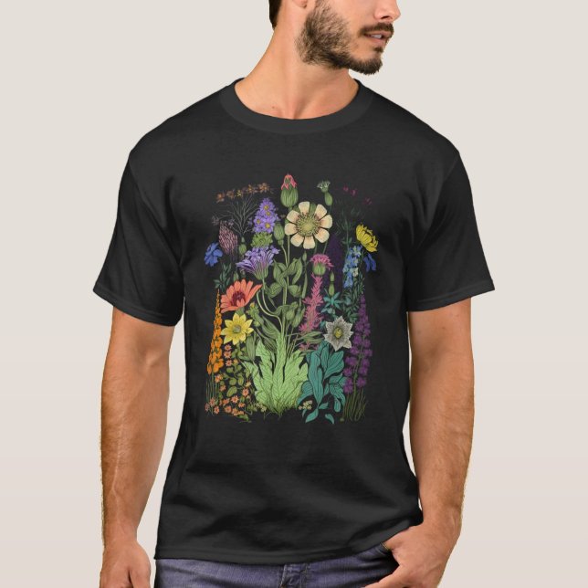 Camiseta Gráfico De Flores Para Mulheres Gardeni Floral De  (Frente)