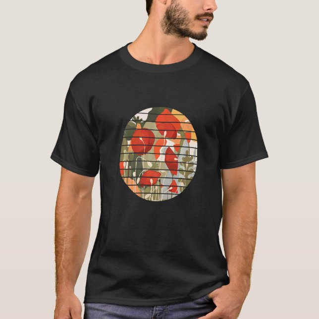 Camiseta Gráfico de Flores Selvagens de Campo Poppy (Frente)