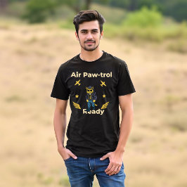 Camiseta gráfico de Gato Pronto para o Ar Patrulha