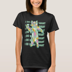 Camiseta Gráfico de Gatos de Dança de Tinta Splatter