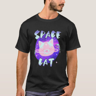 Camiseta Gráfico de Gatos do Espaço