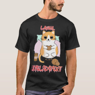 Camiseta Gráfico de Gatos Preguiçosos Perito de Nível Pregu