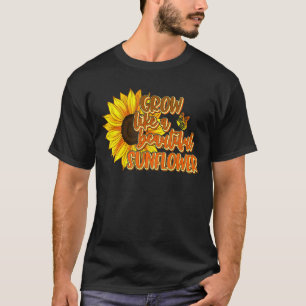 Camiseta Gráfico de Girassol Casual de Verão Cura