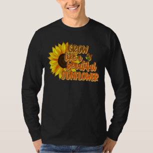 Camiseta Gráfico de Girassol Casual de Verão Cura