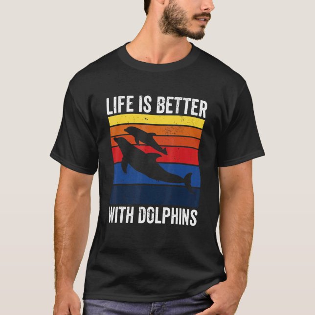 Camiseta Gráfico De Golfinhos Para Homens Miúdos Golfinhos  (Frente)