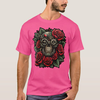 Camiseta Gráfico de Grunge Escuro de Rosas vermelhas Gótica