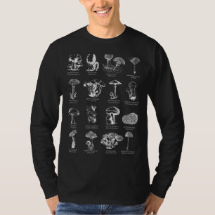 Camiseta Gráfico de Identificação de Cogumelos Vintage Mush