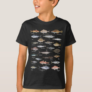 Camiseta Gráfico de Identificação de Peixes Vintage Pesca