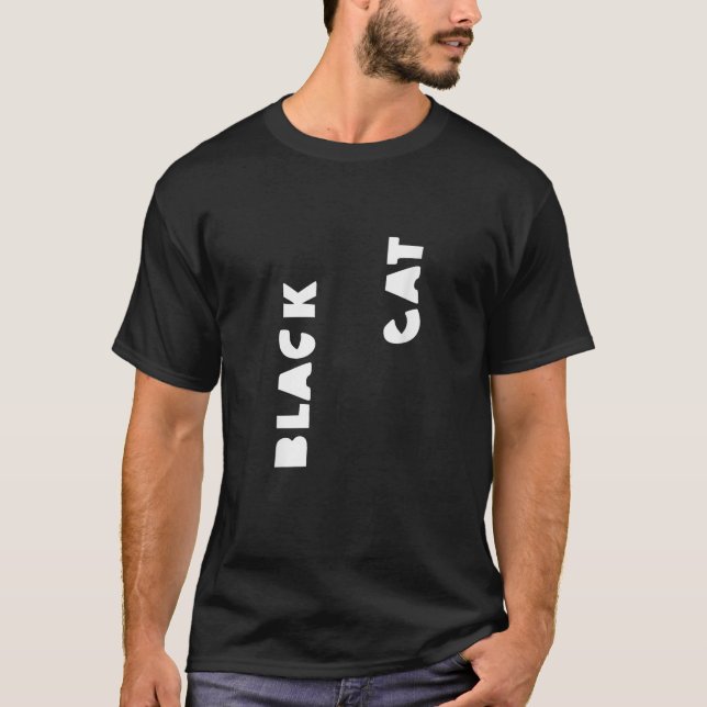 Camiseta Gráfico de Ilusão Óptica de Gato Negro Halloween (Frente)