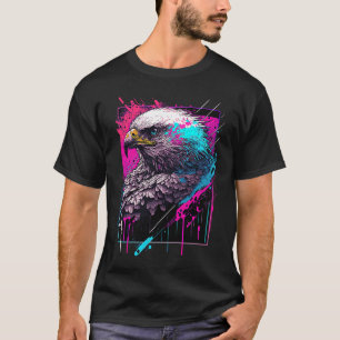 Camiseta Gráfico de Ilustração de Águia de Abertura Colorid