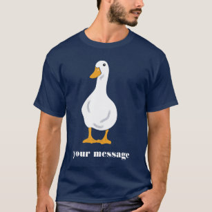 Camiseta Gráfico de Ilustração de Pato Branco de Mensagem P